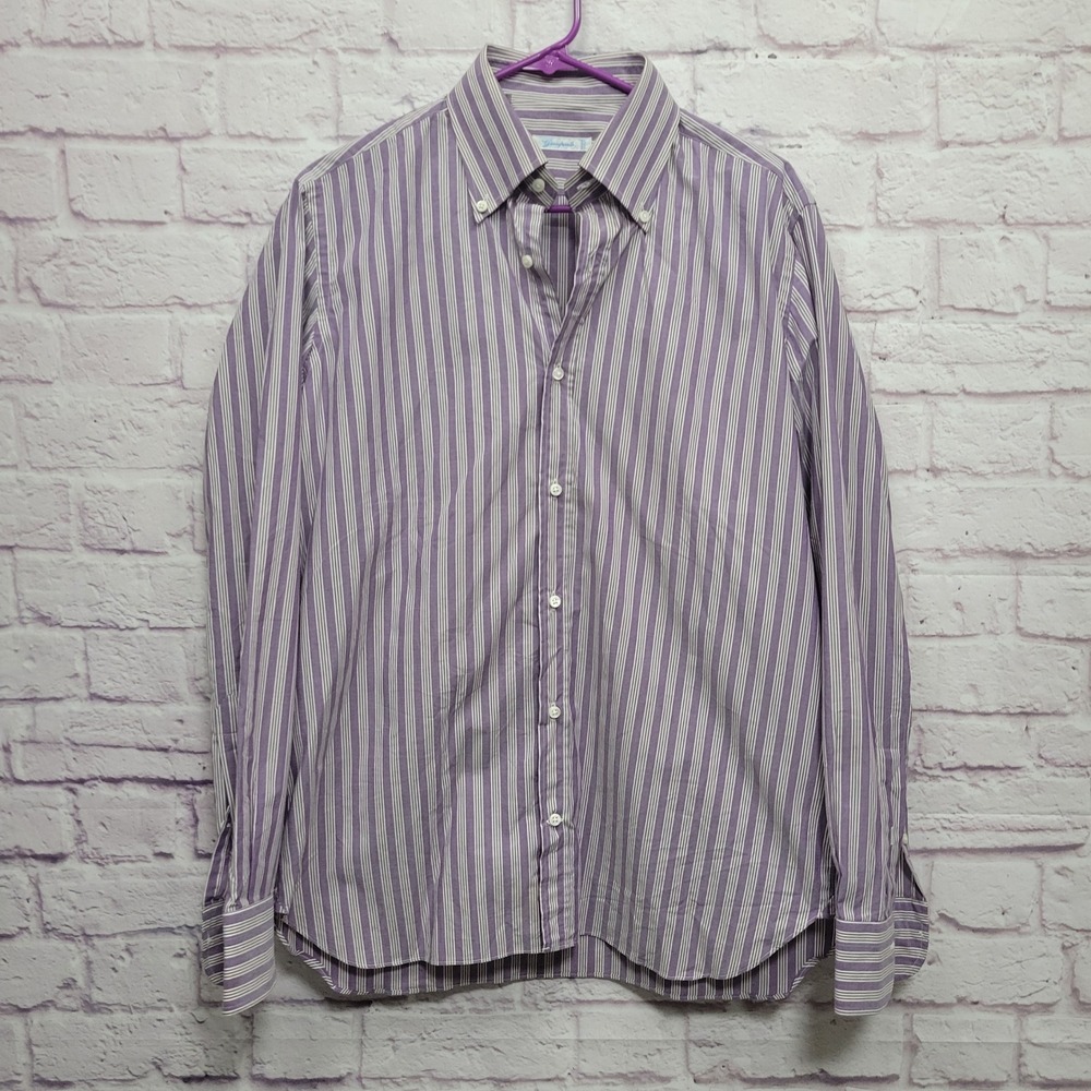 Giampaolo Purple Striped Italian Dress Shirt‎ Mens 40-15.75 (L) Casual Travel